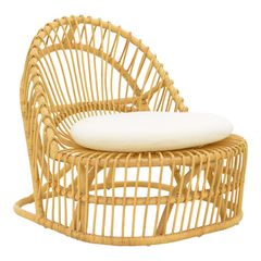 Πολυθρόνα Tromso paakoworld pe rattan σε φυσική απόχρωση με εκρού χρώμα μαξιλάρι 80x85x98εκ