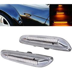 Πλαϊνά Φλας Φτερού Για Bmw 3 E46 Sedan 01-05 / Touring 01-05 / 5 E60/E61 03-10 / X3 E83 03-10 5 Led Chrome 2 Τεμάχια