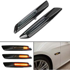 Πλαϊνά Φλας Φτερού Για Bmw 1 E81 / E82 / E87 / E88 / 3 E90 / E91 / E92 / E93 / X1 E84 / X3 E83 / F10 Look Led Dynamic Γυαλιστερό Μαύρο / Φιμέ 2 Τεμάχια  DEPO