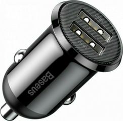 Baseus Grain Pro Φορτιστής Αυτοκινήτου 4.8A με Θύρες: 2xUSB Μαύρο Χρώμα CCALLP-01