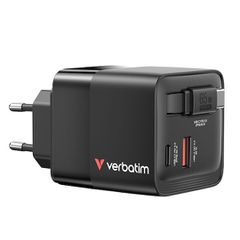 Verbatim Φορτιστής με Ενσωματωμένο Καλώδιο GaN, USB-A, USB-C USB-C 65W Power Delivery, Quick Charge 3.0 (32217)