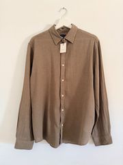 Λινό Πουκάμισο 100% Λινό Slim Fit μπεζ μέγεθος Large