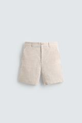 Βερμούδα regular fit από λινό ύφασμα Μπεζ Μέγεθος Large