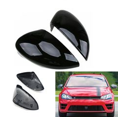 Καπάκια Καθρεφτών Για VW Golf VII (7) 2012-2020 , Touran 2015+ / Γυαλιστερό Μαύρο 2 Τεμάχια