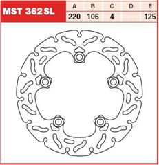 Κωδ.325987 TRW δισκόπλακα πίσω 220/106x4mm 5x125mm, διάμετρος τρύπας 10,5mm, (for track use) για YAMAHA YZF-R1, τηλ.215-215-8211