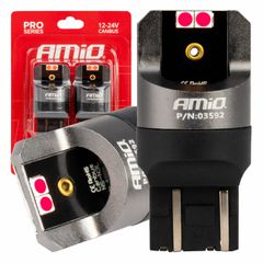Amio Amio - ΛΑΜΠΑΚΙΑ W21/5W 7443 12/24V 6.000K 4xSMD LED CAN-BUS ΚΟΚΚΙΝΟ PRO SERIES - 2 Τεμ. (03592/AM)