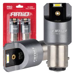 Amio Amio - ΛΑΜΠΑΚΙΑ P21/5W BAY15d 12/24V 6.000K 2xSMD LED FULL CAN-BUS ΛΕΥΚΟ PRO SERIES - 2 Τεμ. (03595/AM)