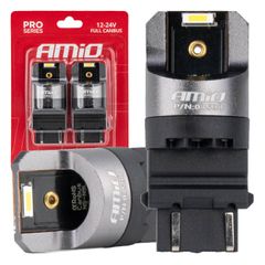 Amio Amio - ΛΑΜΠΑΚΙΑ P27/7W 3157 12/24V 6.000K 2xSMD LED FULL CAN-BUS ΛΕΥΚΟ PRO SERIES - 2 Τεμ. (03598/AM)