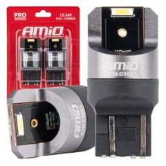 Amio Amio - ΛΑΜΠΑΚΙΑ W21/5W 7443 12/24V 6.000K 2xSMD LED FULL CAN-BUS ΛΕΥΚΟ PRO SERIES - 2 Τεμ. (03601/AM)