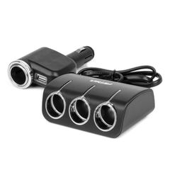 Amio Amio - ΑΝΤΑΠΤΟΡΑΣ ΑΝΑΠΤΗΡΑ 12/24V 120W ΜΑΥΡΟΣ/3 ΘΕΣΕΙΣ/1xUSB-A/ΜΕ ΥΠΟΔΟΧΗ ΑΝΑΠΤΗΡΑ ΑΥΤΟΚΙΝΗΤΟΥ/ΚΑΛΩΔΙΟ 80cm - 1 Τεμ. (04360/AM)