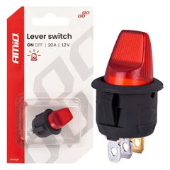 Amio Amio - Διακόπτης Μοχλός 12V 20A με Κόκκινο Φωτισμό – Για Οχήματα & Βιομηχανικές Εφαρμογές - 1 τεμ. (04438/AM)