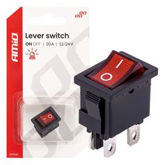 Amio Amio - Διακόπτης Rocker 12/24V 20A με Κόκκινο Φωτισμό – Για Οχήματα & Βιομηχανικές Εφαρμογές - 1 τεμ. (04440/AM)