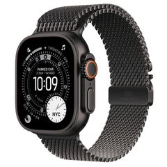 Apple Watch Ultra 3 Titanium 49mm Αδιάβροχο με eSIM και Παλμογράφο (Black Titanium Case with Black Titanium Milanese Loo