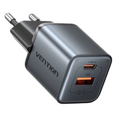 Vention Φορτιστής Χωρίς Καλώδιο GaN με USB-A και USB-C 30W Μαύρος