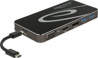 DeLock USB-C Docking Station με HDMI/DisplayPort 4K PD, συνδεση 3 Οθονών Μαύρο (87773)