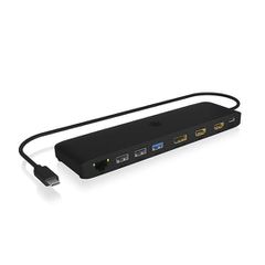 ICY BOX IB-DK2116-C Docking Station με HDMI/DisplayPort 4K PD Ethernet και σύνδεση 3 Οθονών Μαύρο