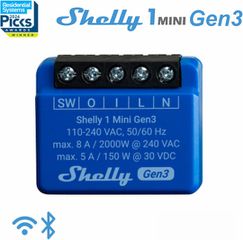 Shelly 1 Mini Gen3 Έξυπνος διακόπτης 1P Wi-Fi & Bluetooth 8A Μπλε