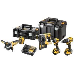 Dewalt κιτ 4 εργαλείων 18V XR DCK429P3T-QW Γωνιακός Τροχός, Δραπανοκατσάβιδο, Κατσαβίδι & Σκαπτικό 18V με 3 Μπαταρίες 5A