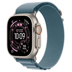 Apple Watch Ultra 3 Titanium 49mm Αδιάβροχο με eSIM και Παλμογράφο (Natural Titanium Case with Light Blue Alpine Loop -