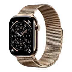 Apple Watch Series 11 Cellular Titanium 42mm Αδιάβροχο με eSIM και Παλμογράφο (Gold Titanium Case with Gold Milanese Loo