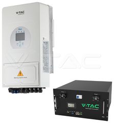 V-TAC Σετ Υβριδικού Μονοφασικού Inverter 6kW + Μπαταρία LiFePO4 9.6kWh | CEI-021 με 10 Χρόνια Εγγύηση - SKU 12317