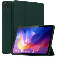 Θήκη iPad Trifold Smart View και πίσω TPU για Xiaomi Redmi Pad 2 - Σκούρο Πράσινο