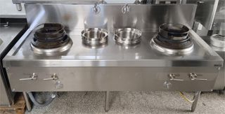Εστία Αερίου Wok Επιδαπέδιο Με 2 Καυστήρες 200x80x110Cm - Μεταχειρισμένη.