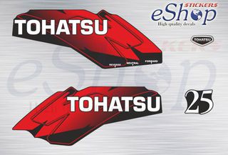 Αυτοκόλλητα σετ για Tohatsu 25 Hp δίχρονης 2002 έκδοση κόκκινη