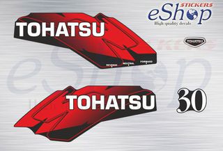 Αυτοκόλλητα σετ για Tohatsu 30 Hp δίχρονης 2002 έκδοση κόκκινη