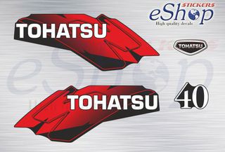Αυτοκόλλητα σετ για Tohatsu 40 Hp δίχρονης 2002 έκδοση κόκκινη
