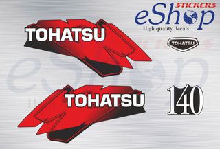 Αυτοκόλλητα σετ για Tohatsu 140 Hp δίχρονης 2000 2002 έκδοση κόκκινη