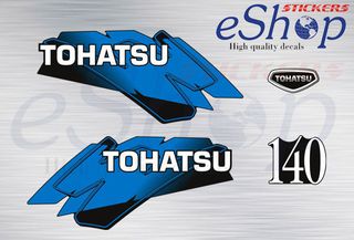 Αυτοκόλλητα σετ για Tohatsu 140 Hp δίχρονης 2000 2002 έκδοση Μπλε