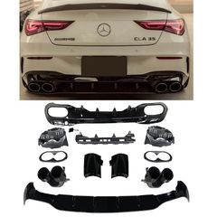Diffuser Πίσω Προφυλακτήρα Για Mercedes-Benz CLA W118 C118 19+ Amg Look Για Amg Sport Line Προφυλακτήρες Σετ Με Στρογγυλές Μαύρες Μπούκες