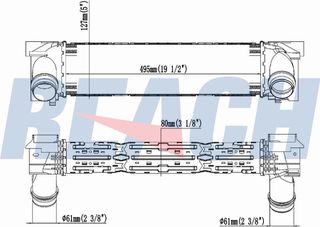 Carro Ψυγείο Intercooler Βενζίνη-Πετρέλαιο (495x133x80) κατάλληλο για BMW SERIES 3 GT 2012-2020 (F34) / 17517600530 - 1 Τεμ