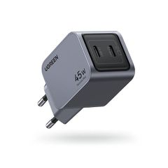Ugreen Φορτιστής Χωρίς Καλώδιο GaN με 2 USB-C 45W Power Delivery / Quick Charge 3.0 Γκρι (Nexode Pro)