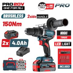 BORMANN PRO BBP5406X44CA Δραπανοκατσάβιδο Κρουστικό Μπαταρίας Compact Brushless 20V Li-Ion 150Nm με 2x4Ah Μπαταρίες ( 085072 )