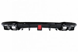 Diffuser Πίσω Προφυλακτήρα Για Mercedes-Benz E-Class W213 16-19 Με Amg Line Προφυλακτήρα Μαύρο Brabus Look Με Μαύρες Μπούκες