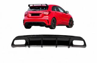 Diffuser Πίσω Προφυλακτήρα Για Mercedes-Benz A-Class W176 12-18 A45 Amg Look Από Abs Πλαστικό 1 Τεμάχιο