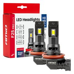 Amio Amio - Λαμπτήρες LED F25 PRO Black Edition H8/H9/H11/H16 68W 12-24V Full CAN Bus με Φωτεινότητα 7646lm σε Ψυχρό Λευκό 6000K για Επιβατικά Αυτοκίνητα & Φορτηγά - Σετ 2 τεμ. (04721/AM)