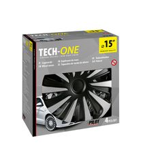 Lampa - Σετ Τάσια Αυτοκινήτου 15’’ Kojin Carbon TECH-ONE από υλικό ABS Ασημί / Μαύρο - 4 TEM (L3147.9)-thumb-1