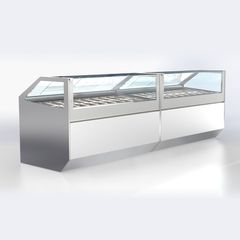 Βιτρίνα Παγωτού  125x100x126cm  για 12 Μπασίνες