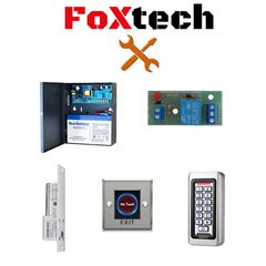 Foxtech Έτοιμο Εγκατεστημένο Σύστημα Ηλεκτροπύρου Ελέγχου Κεντρικής Εισόδου Πολυκατοικίας για Γυάλινες Πόρτες (SAKIT4INS)