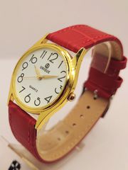 Ρολόι γυναικείο UNIQUE Red Leather Strap Quartz Α9036 ΤΙΜΗ 80 ΕΥΡΩ
