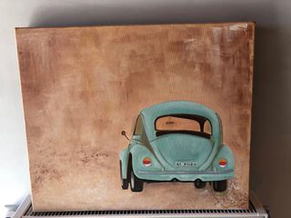 Πίνακας Καμβάς με αυτοκίνητο Vw Beetle Oil Painting Classic Car Διάσταση 60cm x 50cm