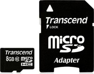 Transcend microSDHC 8GB Class 10 High Speed με αντάπτορα