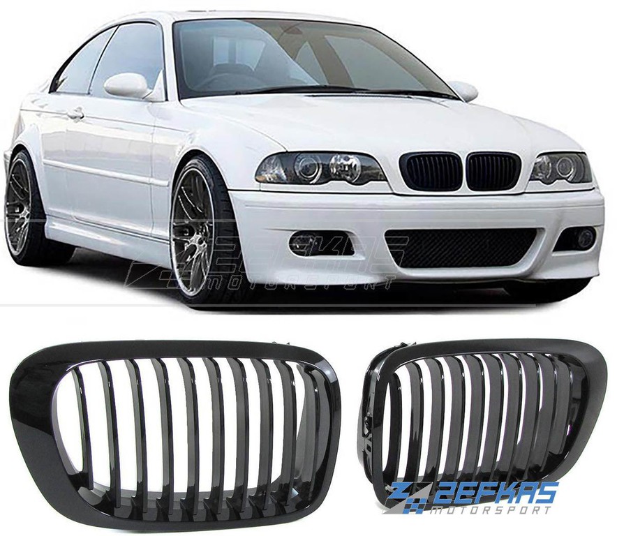 Μάσκες / Καρδιές Εμπρός BMW Σειρά 3 E46 Coupe/Cabrio (1999-2003) Μαύρο Γυαλιστερό