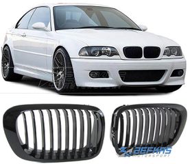 Μάσκες / Καρδιές Εμπρός BMW Σειρά 3 E46 Coupe/Cabrio (1999-2003) Μαύρο Γυαλιστερό