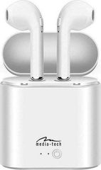 Media-Tech MT3589 Earbud Bluetooth Handsfree Ακουστικά με Αντοχή στον Ιδρώτα και Θήκη Φόρτισης Λευκά