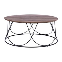 ΤΡΑΠΕΖΑΚΙ ΣΑΛΟΝΙΟΥ ZENA HM8690 MDF TOP ΜΕ ΜΕΤΑΛΛΙΚΟ ΜΑΥΡΟ ΣΚΕΛΕΤΟ Φ90Χ40Υ εκ.