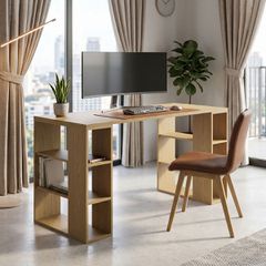 Γραφείο εργασίας Praga pakoworld σε ανοιχτό καρυδί 140x60x75εκ